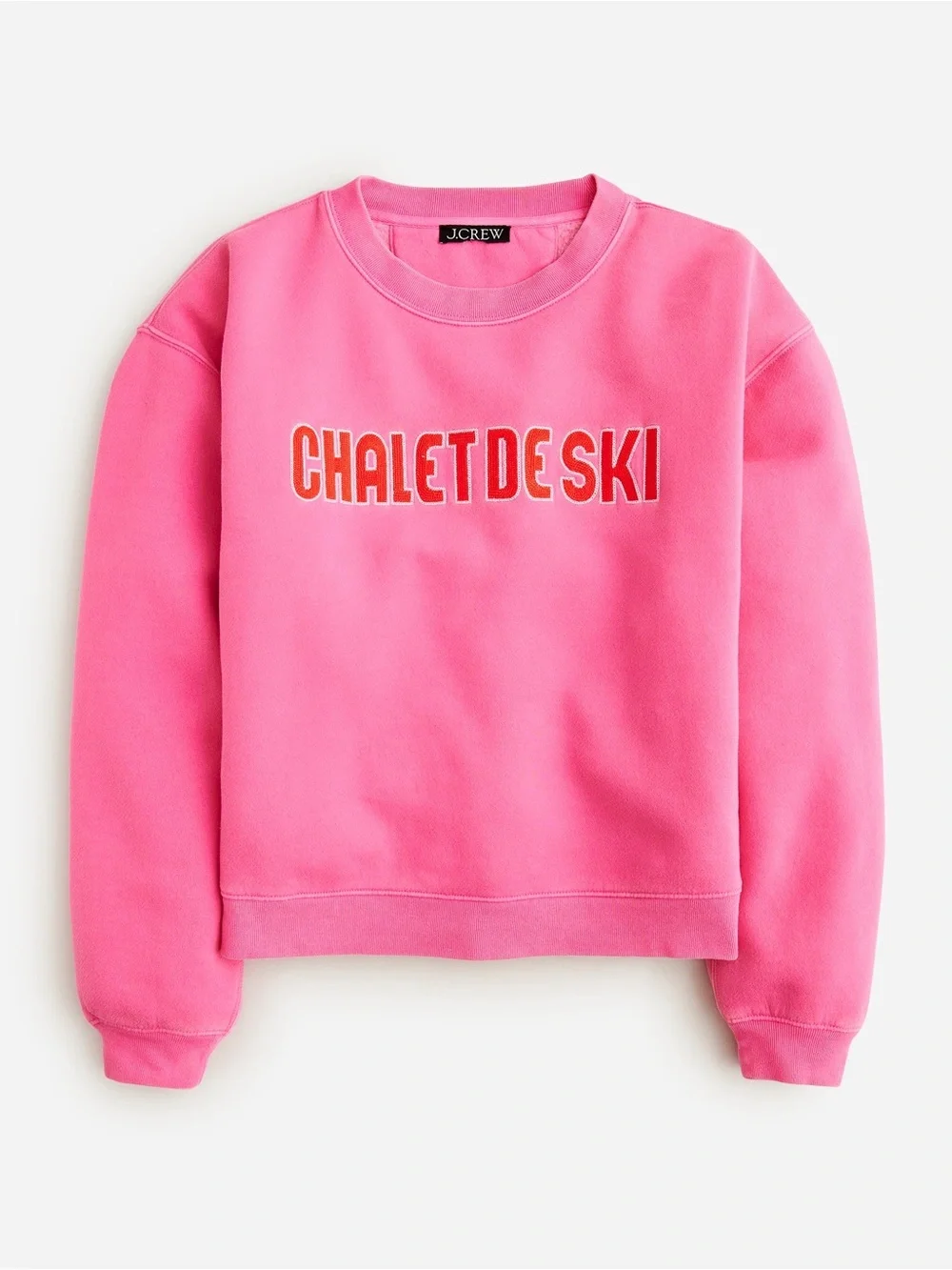 J. Crew Heritage Fleece Chalet de Ski Graphic Sweatshirt in Regal Rose Small